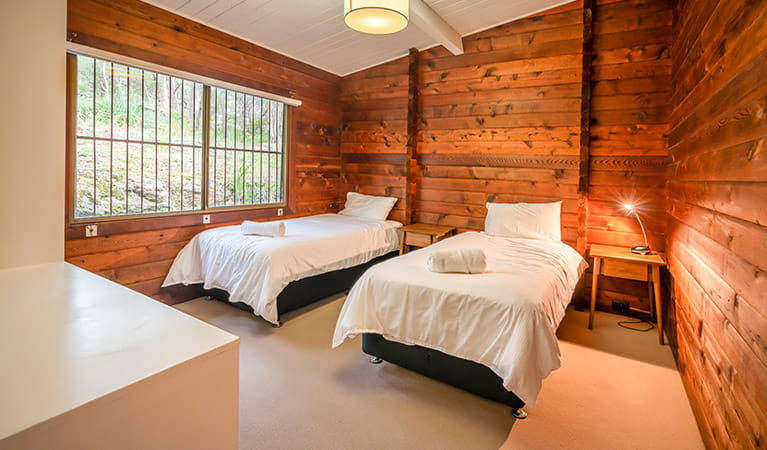 Twin bedroom in Weemalah Cottage, Royal National Park. Photo: John Spencer/OEH