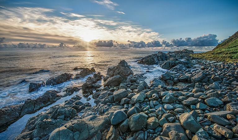 Sunrise over Saltwater National Park's coastline. Photo: John Spencer/OEH