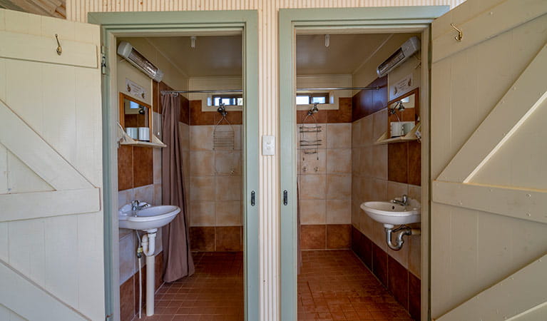 Outdoor showers at Mount Wood Homestead. Photo: John Spencer/DPIE