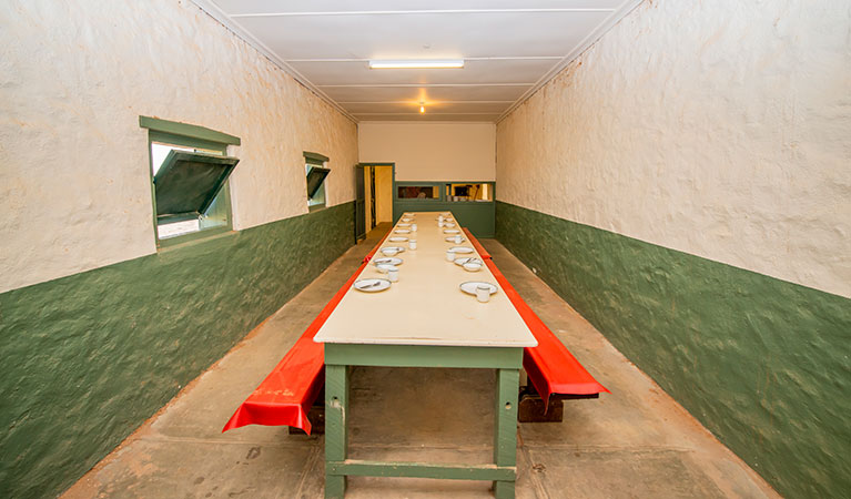 Table and benches inside the large dining area. Photo: John Spencer/DPIE