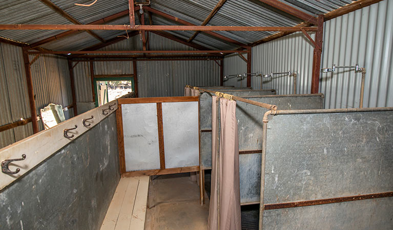 Showers at Mount Wood Shearers Quarters. Photo: John Spencer/DPIE