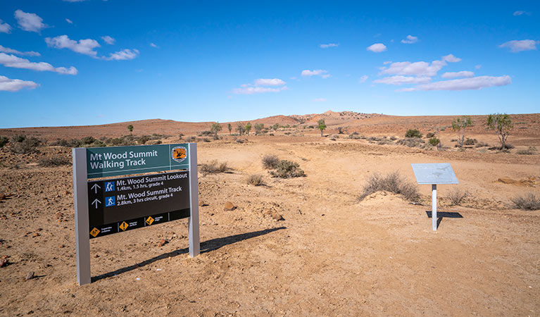 Sign at the start of Mount Wood Summit walking track. Photo: John Spencer &copy; OEH