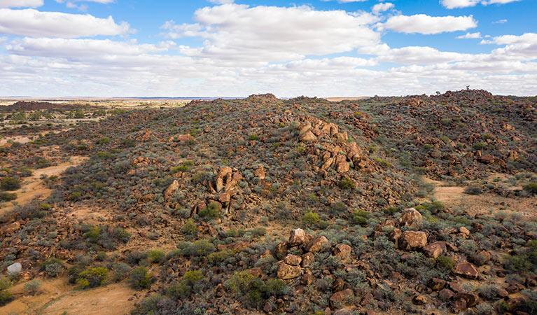 Aerial of The Granites walking track in Sturt National Park. Photo: John Spencer &copy; OEH