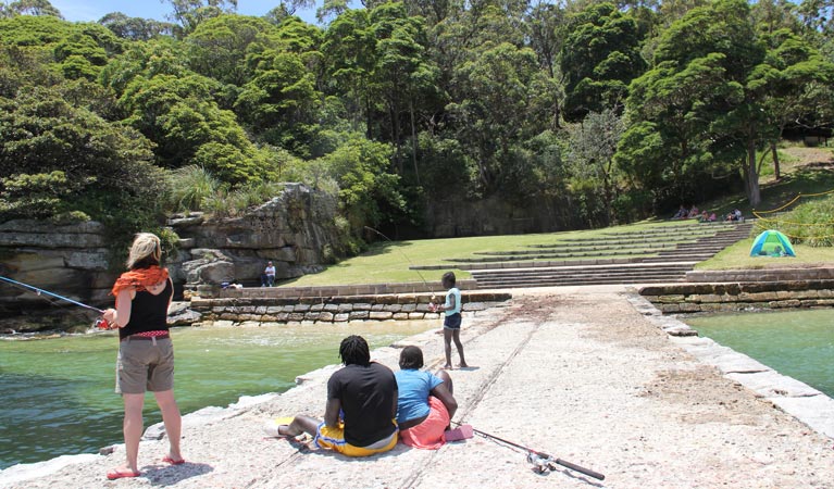 Fishing near Bradleys Head – Booraghee Amphitheatre. Photo credit: John Yurasek &copy; DPIE