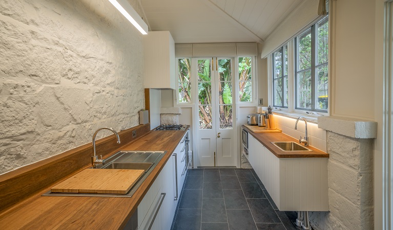 Gardeners Cottage kitchen, Sydney Harbour National Park. Photo: John Spencer/DPIE