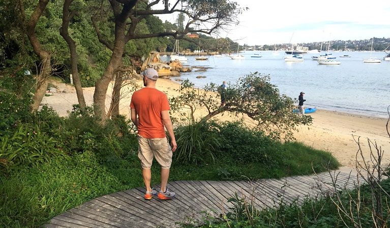 Stopping at Milk Beach along the Hermatige Foreshore track, Sydney Harbour National Park. Photo: Natasha Webb