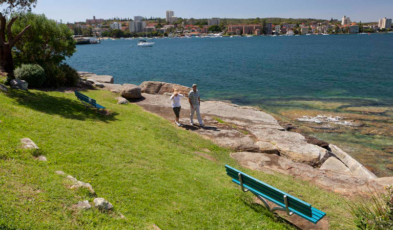 2 people walking along Manly scenic walkway. Photo: David Finnegan &copy; OEH