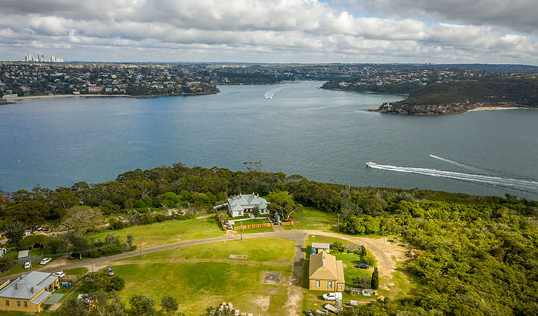 Middle Head Officers Quarters with Sydney Harbour in the background. Photo: John Spencer/DPIE