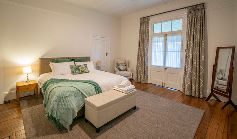 The master bedroom in Middle Head Officers Quarters, Sydney Harbour National Park. Photo: John Spencer/DPIE