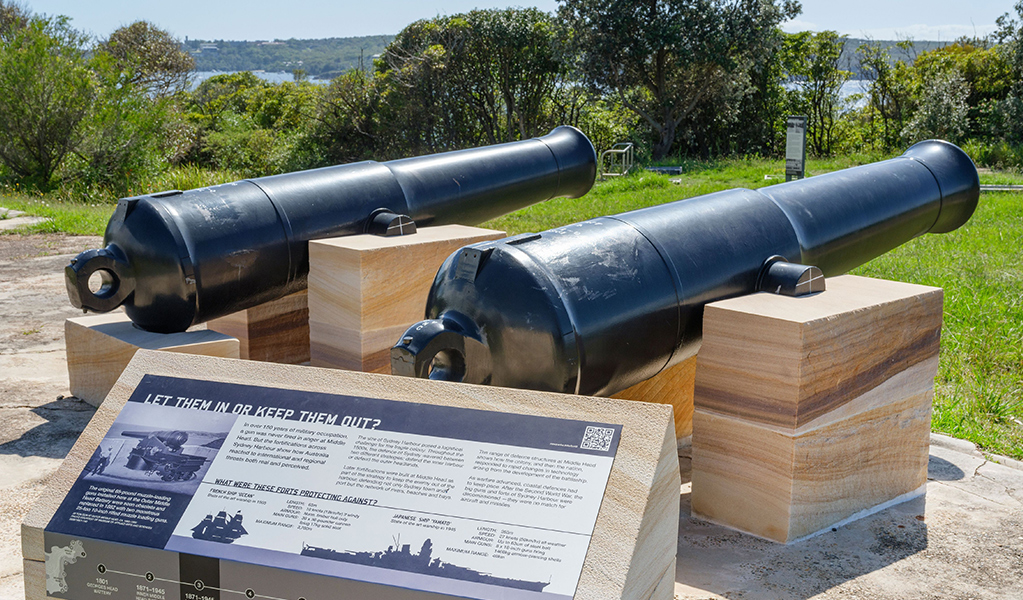 Get up close to the 19th Century gun installation at Outer Middle Head and learn more about what life was like for the people who worked here. Credit: Simon Wood &copy; DCCEEW