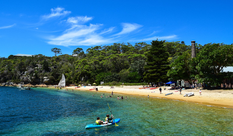 People kayaking off Quarantine Beach near Q Station. Photo: Q Station