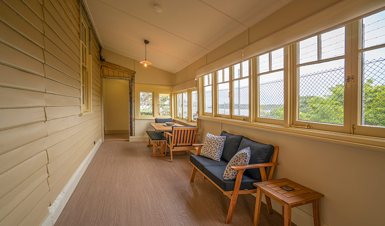 Dining area inside Steele Point Cottage. Photo: John Spencer/OEH