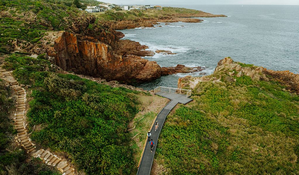 Aerial photo of the lookout over the ocean at Iris Moore Reserve. Credit: Daniel Parsons &copy; Daniel Parsons