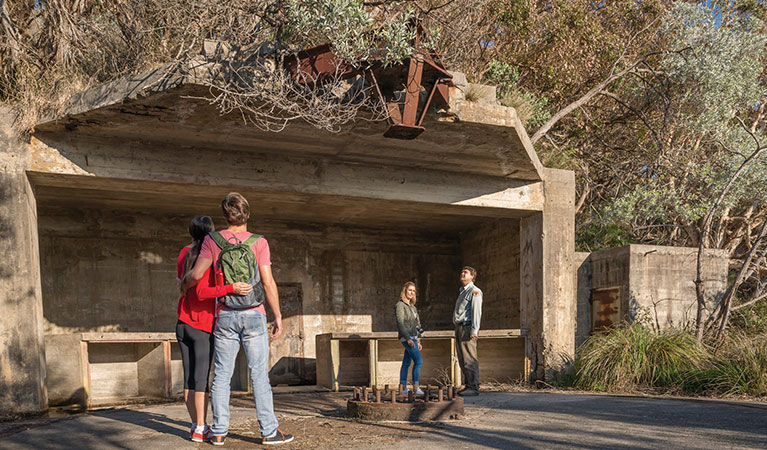 Visitors at the World War II gun emplacement at Fort Tomaree. Photo: J Spencer/OEH