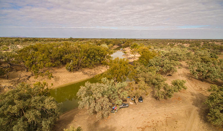 Aerial view of Darling River campground, Toorale National Park. Photo: Joshua Smith/OEH.