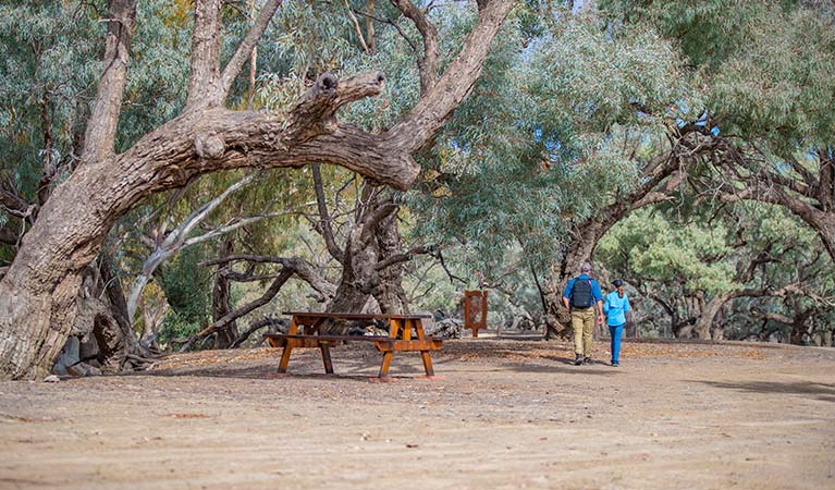 A father and daughter at Many Big Rocks picnic area, Toorale National Park. Photo: Joshua Smith/OEH