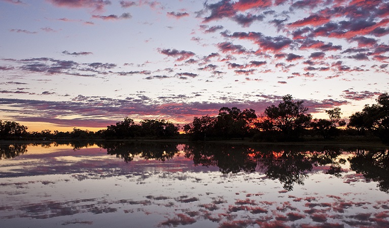 Photo of sunset over the Murray River, Toorale National Park. Photo: M Van Ewijk/OEH