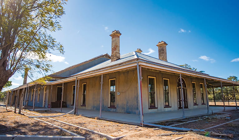 Corner view of historic Toorale Homestead, showing porch.  Photo: Joshua Smith &copy; OEH