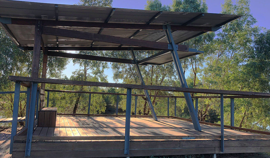 View of Warrego Floodplain lookout shelter in Toorale National Park. Melissa Hams  &copy; DPIE