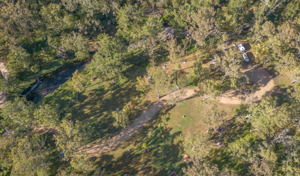 Aerial view of Washpools campground. Credit: John Spencer &copy; DPE