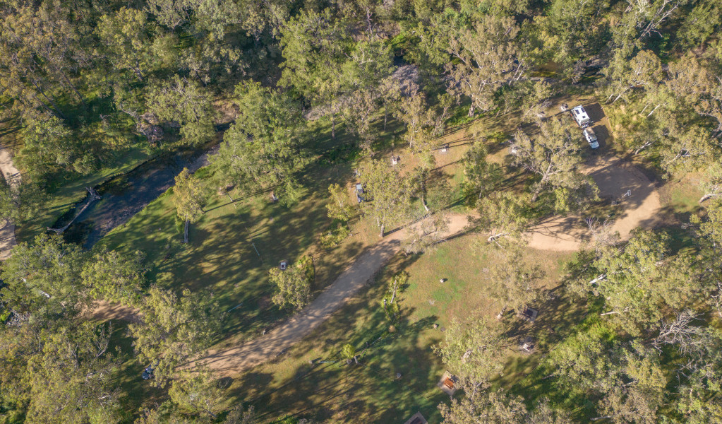 Aerial view of Washpools campground. Credit: John Spencer &copy; DPE