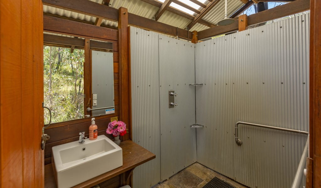The external bathroom at Muluerindie in Warrabah National Park. Photo: Joshua Smith &copy; DPE
