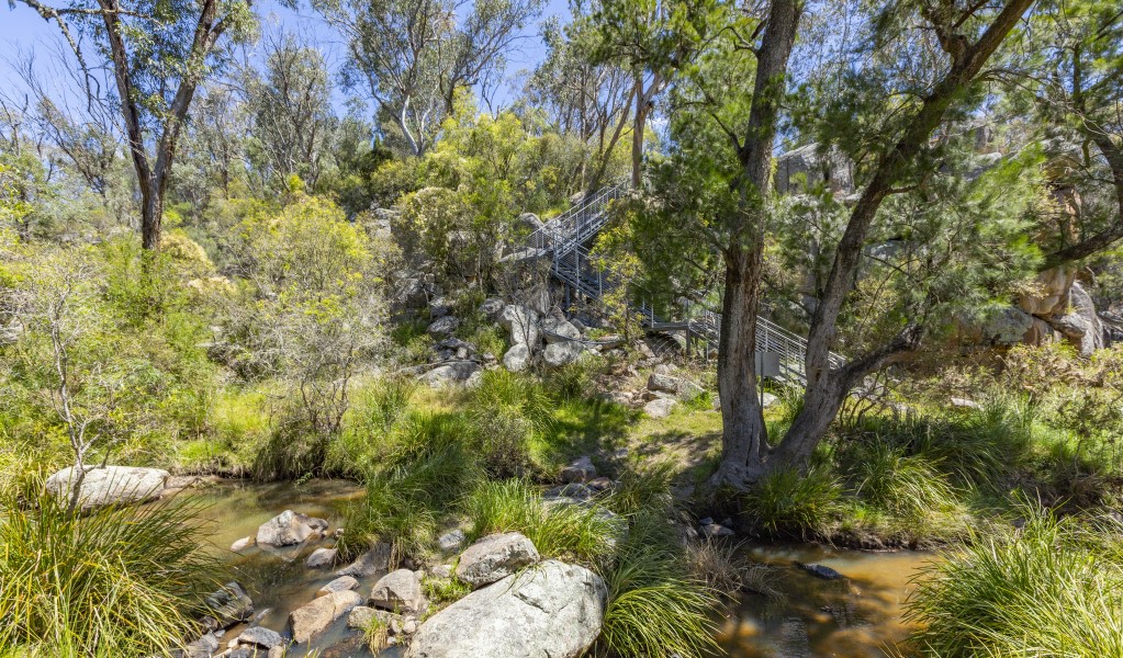 The staircase down to the Namoi River from Muluerindie in Warrabah National Park. Photo; Joshua Smith &copy; DPE