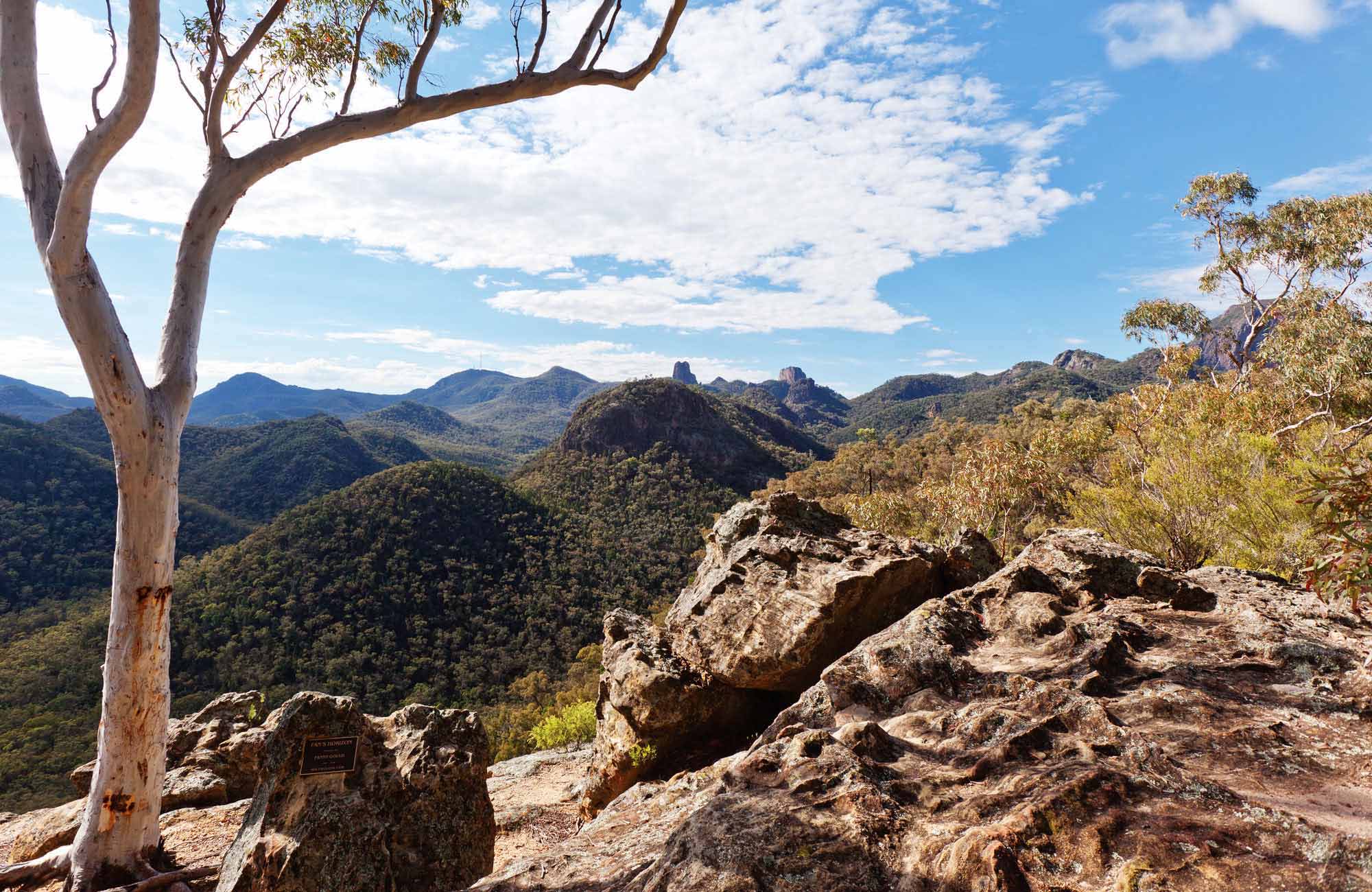 View from Fan's Horizon lookout, Warrumbungle National Park. Photo: Rob Cleary