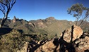 Panorama of rugged mountain peaks and domes in Warrumbungle National Park. Photo: May Fleming &copy; May Fleming