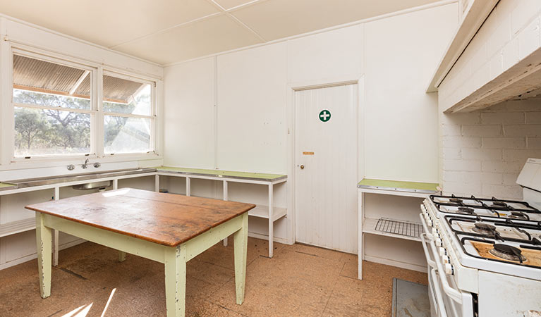 The kitchen at Willandra Men's Quarters, Willandra National Park. Photo: Vision House Photography/DPIE