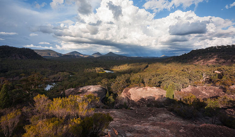 Panoramic views from Pagoda Lookout, Wollemi National Park. Photo: Daniel Tran/OEH