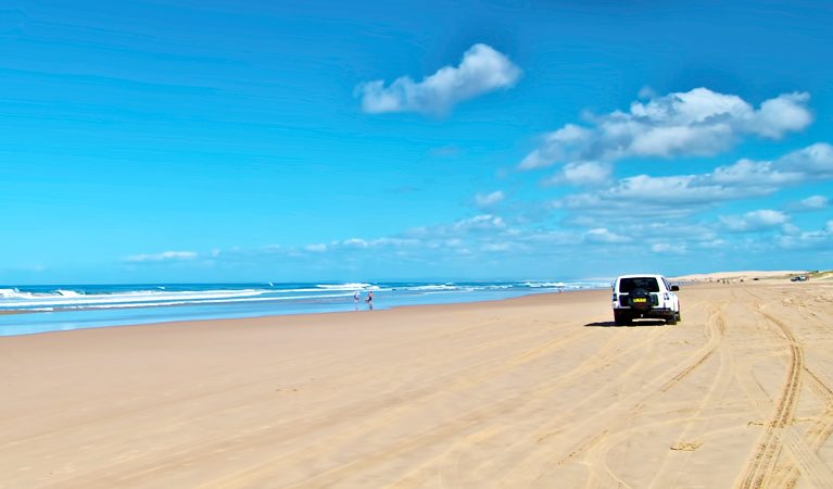 Beach 4WD driving, Worimi Conservation Lands. Photo: John Spencer &copy; DPIE