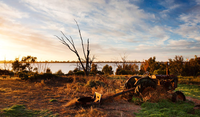 Antique machinery beside Lake Yanga. Photo: David Finnegan &copy; DPIE