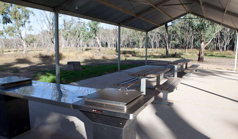 Barbeques in Yanga Woolshed picnic area. Photo: David Finnegan &copy; OEH