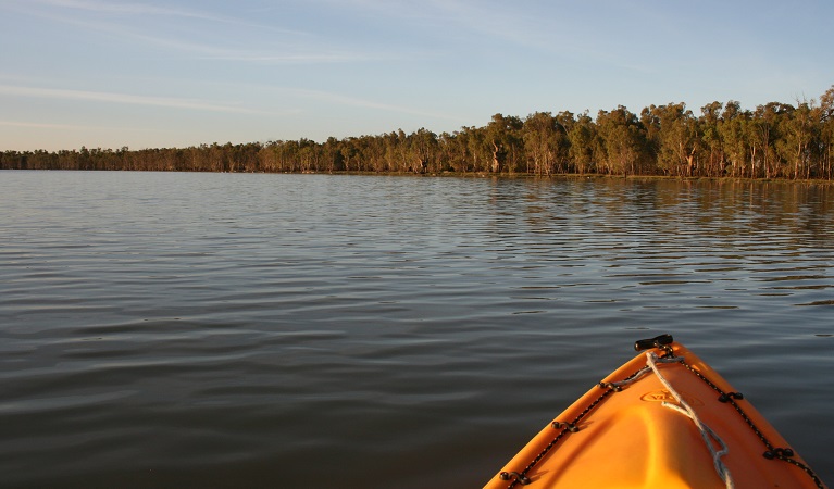 Yanga Lake from a kayaker’s perspective, Yanga National Park. Photo: Martin Kendall/OEH