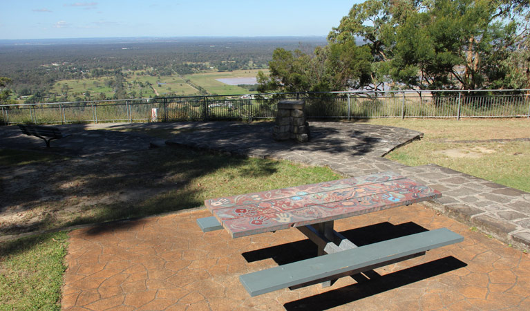 Picnic tables at the Hawkesbury lookout. Photo: John Yurasek/OEH