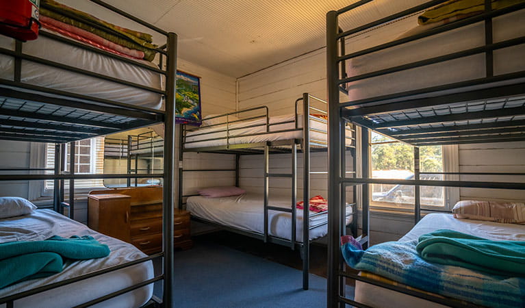 Three single bunk beds in Post Office Lodge, Yerranderie Private Town, Yerranderie Regional Park. Photo: John Spencer/OEH