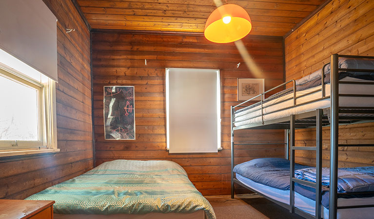 A single bunk bed and double bed in Post Office Lodge, Yerranderie Private Town, Yerranderie Regional Park. Photo: John Spencer/OEH