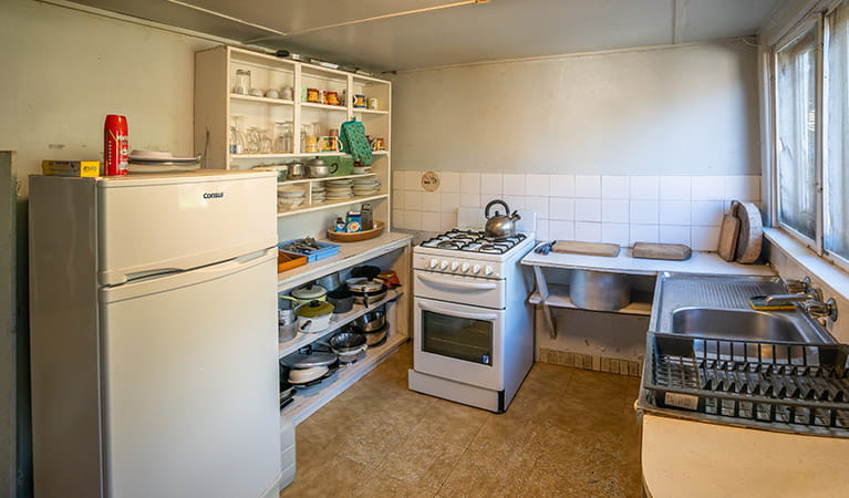Downstairs kitchen at Post Office Lodge, Yerranderie Private Town, Yerranderie Regional Park. Photo: John Spencer/OEH