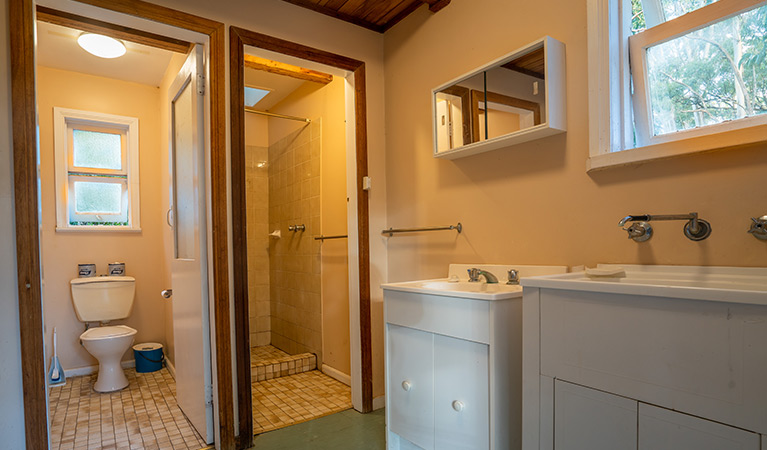 A toilet, shower, basin and laundry tub at Slippery Norris Cottage in Yerranderie Regional Park. Photo: John Spencer/OEH