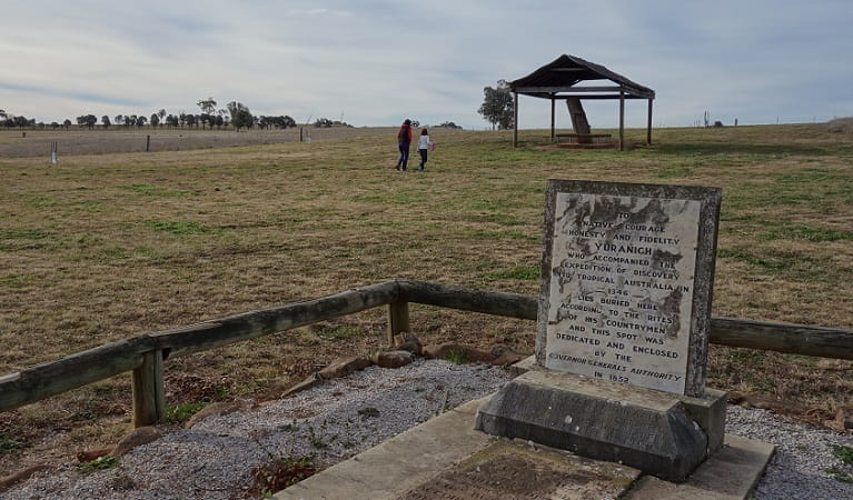 Photo of the headstone marking Yuranigh's grave at Yuranighs Aboriginal Grave Historic Site. Photo: Anthony Hutchings/OEH