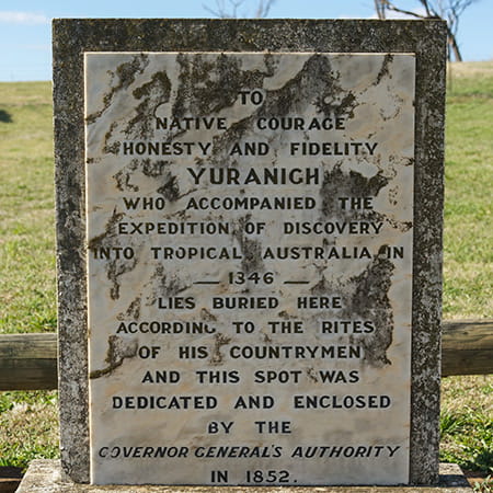 Photo of Yuranigh's headstone, Yuranighs Aboriginal Grave Historic Site. Photo: Steve Woodhall/NSW Govt