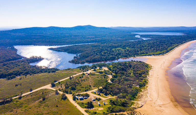 An aerial view of Lake Arragan campground. Photo: Jessica Robertson