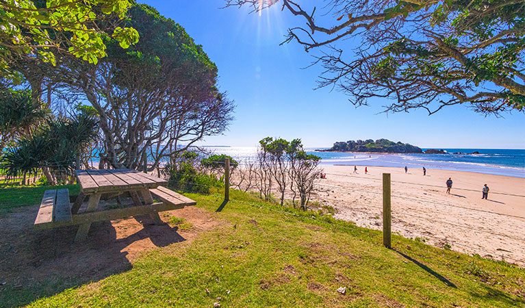 Picnic table at Sandon River campground, Yuraygir National Park. Photo credit: Jessica Robertson &copy; DPIE