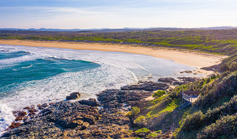 A viewing platform on the Wilsons Headland walk. Photo: Jessica Robertson