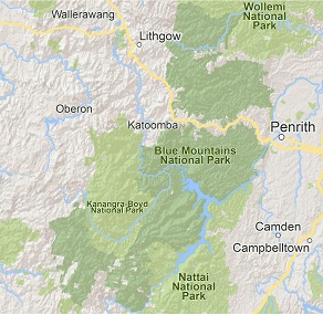 Map of Blue Mountains National Park