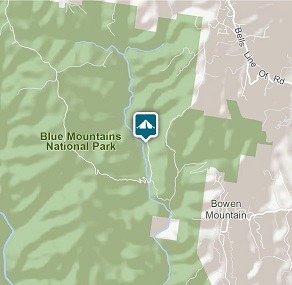 Map of Burralow Creek campground in Blue Mountains National Park