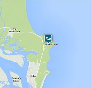 Map image of Forest house location at Woody Head, Bundjalung National Park.