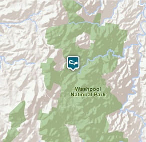 Map of Four Bull Hut in Washpool National Park