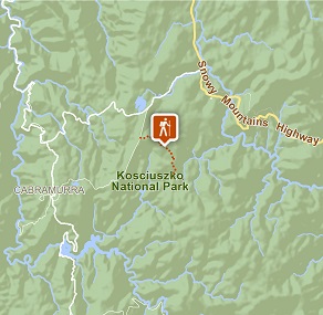 Map of Four Mile hut walk in Kosciuszko National Park